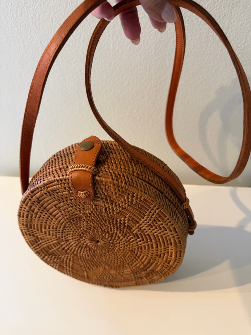 Bali Round Straw Crossbody Bag - Natural Straw - Picture 5 of 12